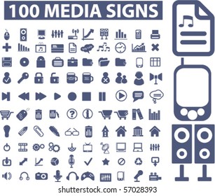 100 carteles en los medios. vector