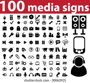 100 media signs.vector