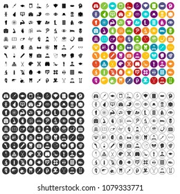 100 medical anatomy icons set vector in 4 variant for any web design isolated on white