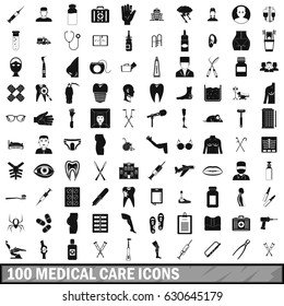100 medical care icons set in simple style for any design vector illustration