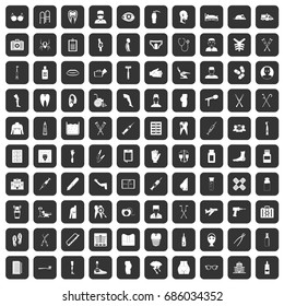 100 medical care icons set in black color isolated vector illustration
