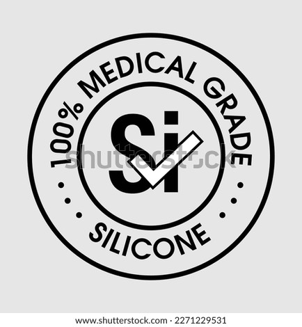 100% medical grade silicone vector icon set with tick mark. black in color.