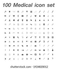 100 Medical Icon Set Vector