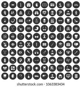 100 medical icons set in simple style white on black circle color isolated on white background vector illustration