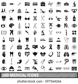 100 medical icons set in simple style for any design vector illustration