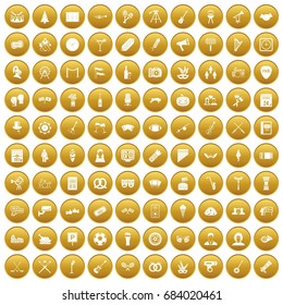 100 meeting icons set gold