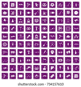100 meeting icons set in grunge style purple color isolated on white background vector illustration