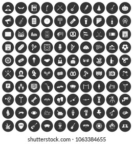 100 meeting icons set in simple style white on black circle color isolated on white background vector illustration