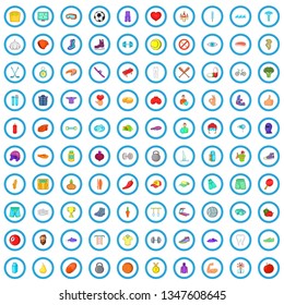 100 men health icons set in cartoon style for any design vector illustration