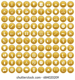 100 men health icons set gold