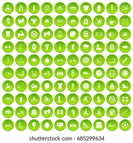 100 men health icons set green