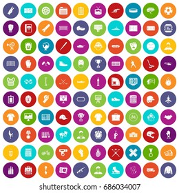 100 mens team icons set in different colors circle isolated vector illustration