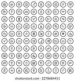 100 mental icons set. Outline illustration of 100 mental icons vector set isolated on white background