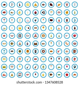 100 menu art icons set in flat style for any design vector illustration