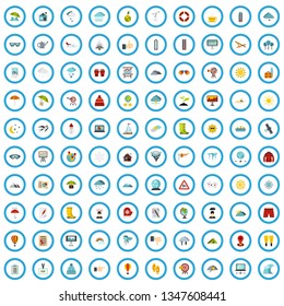 100 meteorological icons set in flat style for any design vector illustration