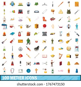 100 metier icons set in cartoon style for any design vector illustration