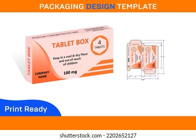 100 mg (4 TABLETS) BOX PACKAGING DESIGN TEMPLATE
