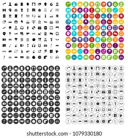 100 microphone icons set vector in 4 variant for any web design isolated on white