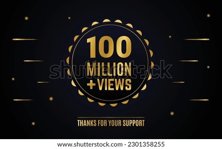 100 million or 100m views round golden label design