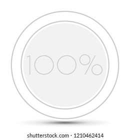 100% Minimal Flat white plane progress button  with shadow. well aligned loading graphic vector 