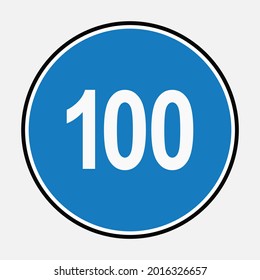 100 minimum speed limit blue road sign - One hundred speed limit traffic sign editable vector illustration