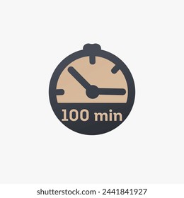 100 minutes, stopwatch vector icon. clock icon in flat style. Stock vector illustration isolated