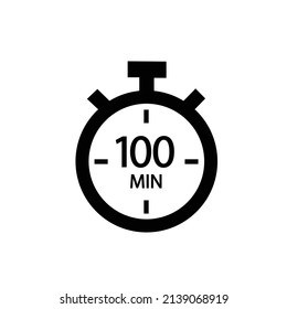 100 Minutes timers Clocks, Timer 100 mins icon, countdown icon. Time measure.