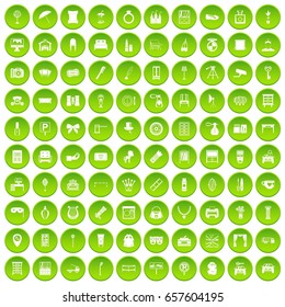 100 mirror icons set green circle isolated on white background vector illustration