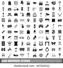 100 mirror icons set in simple style for any design vector illustration