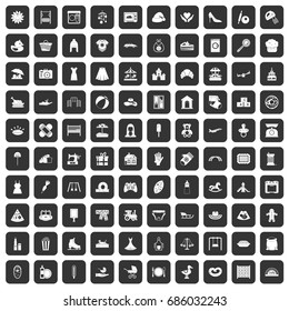 100  miscellanea  icons set in black color isolated vector illustration