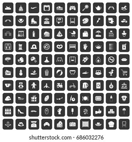 100 miscellanea icons set in black color isolated vector illustration