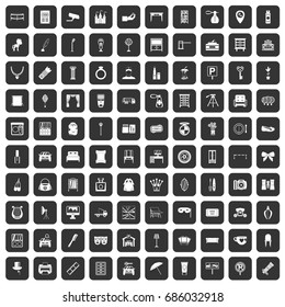 100 miscellanea icons set in black color isolated vector illustration