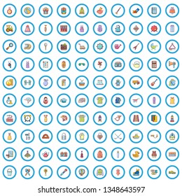 100 miscellaneous goods icons set. Cartoon illustration of 100 miscellaneous goods vector icons isolated on white background
