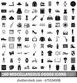 100 miscellaneous goods icons set in simple style for any design vector illustration