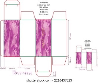 100 ml packaging box measuring 53x53x123 mm. For your syrup, cologne, perfume and value designs