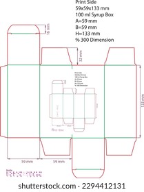 100 ml packaging box measuring 59x59x133 mm. For your syrup, cologne, perfume and valuable designs