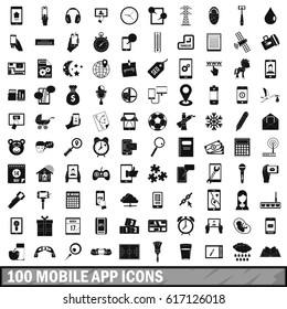100 mobile app icons set in simple style for any design vector illustration