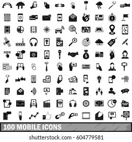 100 mobile icons set in simple style for any design vector illustration