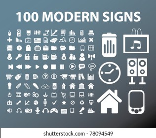 100 moderne Büroschilder, Vektorgrafik