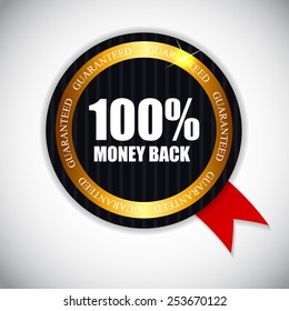 100 % Money Back Golden Label Vector Illustration EPS10