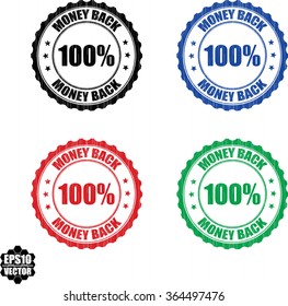 100% money back grunge rubber stamp, vector illustration