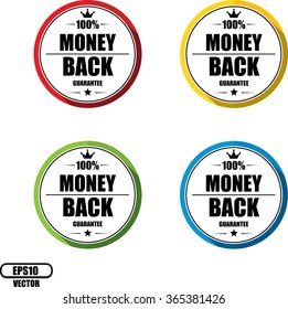 100% Money back guarantee, Button, label and sign - Vector illustration