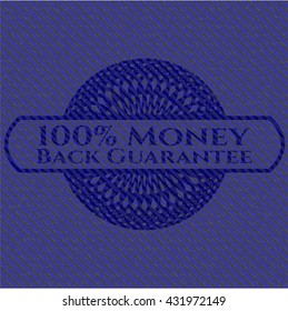 100% Money Back Guarantee with denim texture