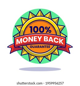 100% Money back guarantee flat icon concept. insurance app icon concept.