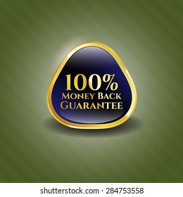 100% Money Back Guarantee gold shiny emblem