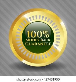 100% Money Back Guarantee gold shiny emblem