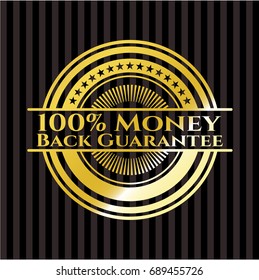 100% Money Back Guarantee gold shiny emblem
