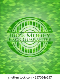 100% Money Back Guarantee green mosaic emblem