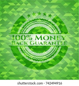 100% Money Back Guarantee green mosaic emblem