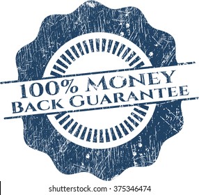 100% Money Back Guarantee grunge style stamp